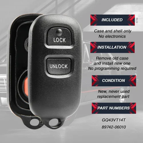 Miniatura 4 de Carcasa y almohadilla para llavero de control remoto de entrada sin llave compatible con Toyota Camry 1999-2001 / Corolla 2003-2008 / Sienna