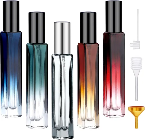Juego de botellas de perfume de vidrio Segbeauty, paquete de 5 de 10 ml de perfume portátil recargable de viaje, atomizador vacío rociador para Mixto