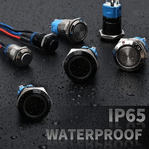 Miniatura 6 de STARELO 5 piezas 16 mm interruptor de botón de presión LED momentáneo, carcasa plateada, interruptor de botón de presión impermeable IP65, 1NO 1NC