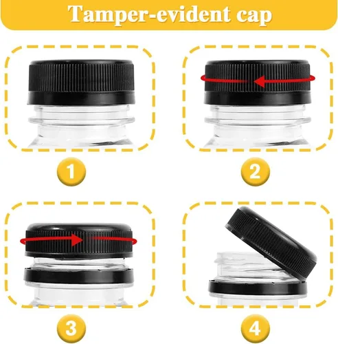 Miniatura 5 de Botellas de Jugo – Botellas de 8 onzas con tapas, 12 piezas Recipientes de Plástico para Jugo con Tapas, Recipientes de Bebidas Reutilizables