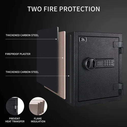 Miniatura 4 de TIGERKING Caja fuerte ignífuga, 1.24 pies cúbicos, pequeña caja fuerte de acero para el hogar con cerradura digital para el hogar y la oficina