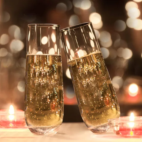 Miniatura 5 de Juego de 4 copas de champán sin tallo, copas de cristal sopladas a mano, copas de champán de 10.2 onzas, flauta de vino Prosecco, copas de cóctel