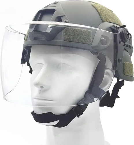 Miniatura 9 de Casco táctico ACH Airsoft con visera transparente de cara completa, protector protector MICH 2000 modo para paintball al aire libre CS Wargame Negro