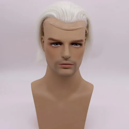 Miniatura 19 de Toupee - Peluca de cabello humano europeo con encaje frontal suizo y línea capilar natural para hombre, con piel sintética, sistema de reemplazo
