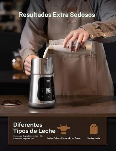 Miniatura 4 de Dreo Espumador de Leche [Actualizado], Espumador Eléctrico Todo en Uno para Café, Espumador Automático de Nivel de Arte de Laté de 15oz/450ml, Gris