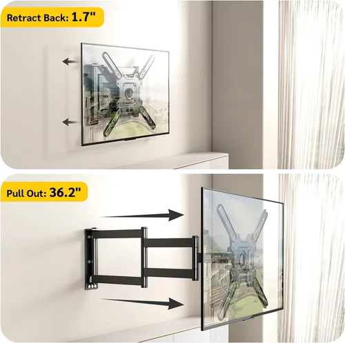 Miniatura 2 de Soporte de pared para TV de brazo largo para televisores de 26 a 65 pulgadas, soporte de pared giratorio de movimiento completo, extensión larga