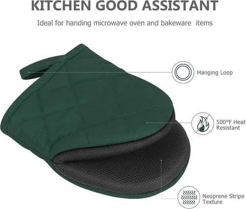 Miniatura 4 de 1 par de manoplas cortas para horno - Guantes de horno de silicona para cocina, resistentes a altas temperaturas de 500℉, mini manoplas