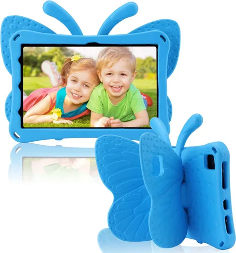 Miniatura 56 de FW Fire 7 - Funda para tablet para niños, Amazon Fire 7 2022, funda de mariposa con luz de atril, EVA, protección contra caídas, resistente, a