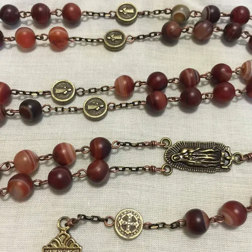 Miniatura 5 de elegantmedical Hecho a mano con cuentas de cornalina antiguas católicas de San Benito Rosario Collar Cruz Perdón Regalo, elegantmedical