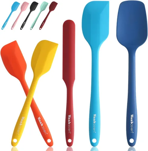 Miniatura 11 de Wanbasion Juego de 5 Espátulas de Silicona Premium Resistentes al Calor, Juego de Espátulas de Cocina Aptas para Lavavajillas para Utensilios