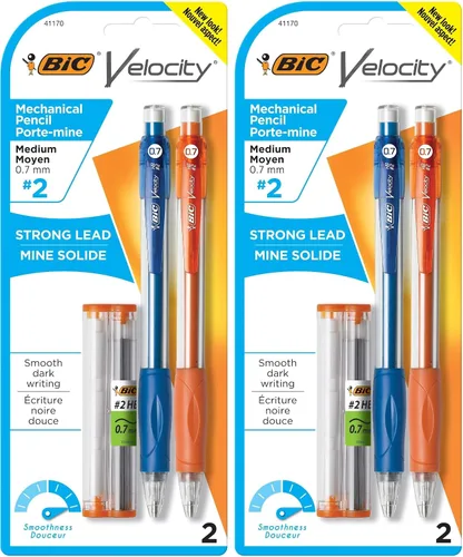 Miniatura 9 de BIC Lápices mecánicos Velocity, con barril colorido, punta media (0.7mm), paquete de 2 unidades de lápices mecánicos con borradores
