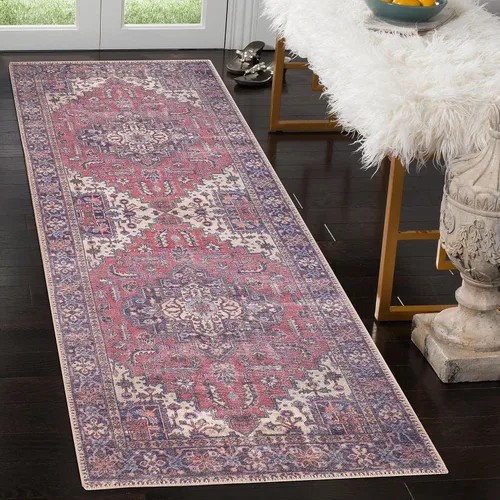 Miniatura 59 de GLN Rugs Traditional Collection - Alfombra de felpilla lavable a máquina, tradicional, antideslizante, alfombra de felpilla de pelo bajo, para sala