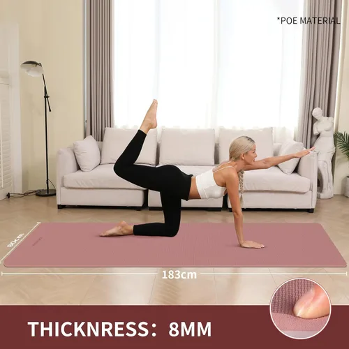 Miniatura 3 de Extra Wide & Thick 8mm Yoga Mat, 72"x31.5" Large Non Slip Exercise Mat, Premium POE Material for Superior Cushioning & Stability, with Strap for Rosa