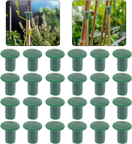 Miniatura 4 de Happyyami 72 tapas de bastón de seguridad para jardín, de plástico, con forma de hongo y varillas de refuerzo, tubo roscado en estacas para bastones