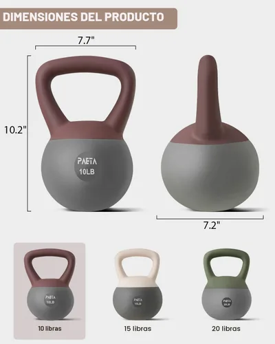 Miniatura 3 de PAETA Pesa rusa suave para fitness en casa – Agarre antideslizante y diseño de mango ancho, juego de pesa rusa suave, impacto suave y amigable