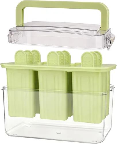 Miniatura 8 de Moldes para paletas con tapa y contenedor, 9 piezas, reutilizables, fáciles de liberar, moldes para paletas caseras, sin olor, sin bisfenol A 8