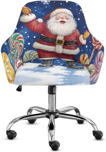 Miniatura 10 de Funda para sillón de invierno con diseño de muñeco de nieve, funda suave para silla de computadora, forro elástico para silla de escritorio, diseño
