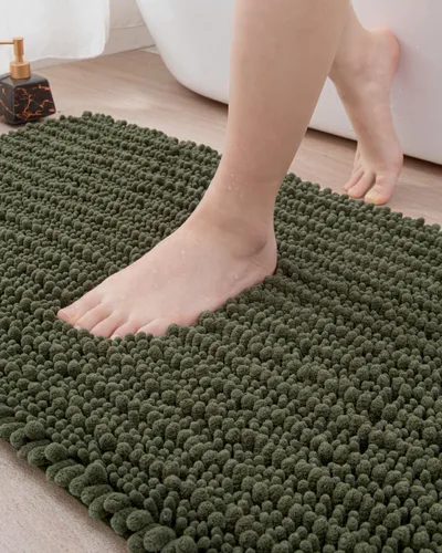 DEXI - Alfombra de baño de 16 x 24 pulgadas, super suave y gruesa de felpilla absorbente, antideslizante, lavable a máquina, de microfibra esponjosa