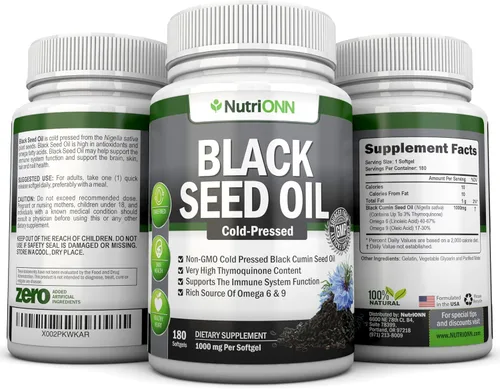 Miniatura 6 de Aceite de semilla negra – 1000 mg – 180 cápsulas blandas – Cápsulas de semillas de comino negro sin OMG prensadas en frío – Contenido súper alto