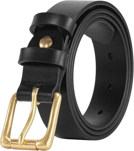 Miniatura 11 de Cinturones para mujer para jeans de 1.1 pulgadas de ancho, cinturones para vestidos de cuero de grano completo con hebilla dorada, caja de regalo