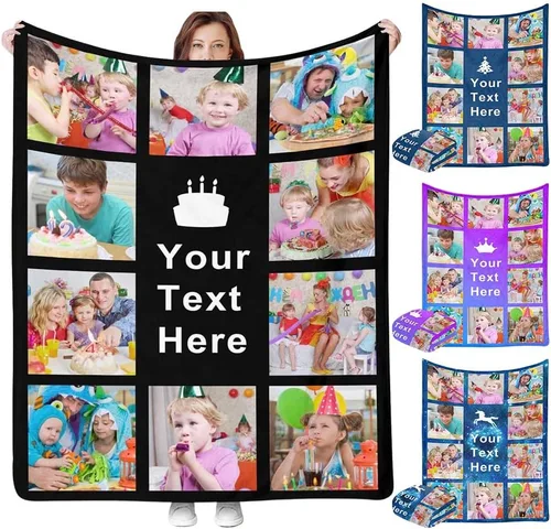 Miniatura 10 de Manta personalizada con foto y texto, mantas personalizadas con 20 fotos, manta personalizada usando mis propias imágenes, regalos conmemorativos 20