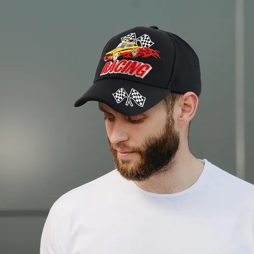 Miniatura 4 de Trendy Apparel Shop Gorra de béisbol con bandera de carreras bordada en 3D