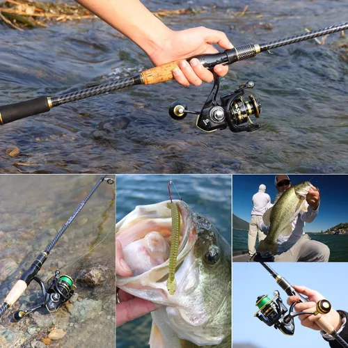 Miniatura 7 de Sougayilang Combos de pesca giratorios, carbono y fibra de vidrio, cañas de pescar de 2 piezas con carrete giratorio de tamaño 2000 - 6 pies 0