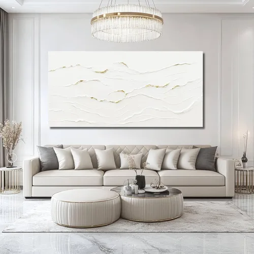 WINKAILIN Pintura blanca, ilustraciones decorativas simples de 29 x 58 pulgadas, arte abstracto de pared para sala de estar, decoración moderna para