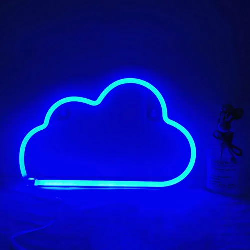 luz de neón de nube, lindo cartel de nube de neón, batería o luz nocturna alimentada por USB como decoración de pared para habitación de niños,