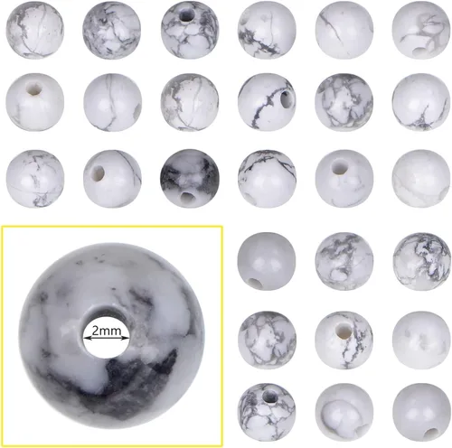 Miniatura 14 de Bymitel Cuentas de piedra natural original de 0.315 pulgadas (0.315 pulgadas), cuentas sueltas redondas y sueltas, 45 cuentas sueltas para hacer