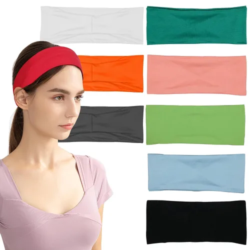 Miniatura 14 de Lotus78, Paquete de 12 diademas anchas para mujer, antideslizantes, modernas bandas deportivas para el cabello de mujer, bandas elásticas suaves