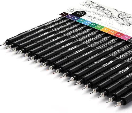 Miniatura 8 de YISAN Plumas de Punta Ultra Fina Negras 01, Bolígrafos de Tinta de Punta Extra Fina, Marcadores de Arte Finos de 0.25mm Sin Derrames para Dibujo