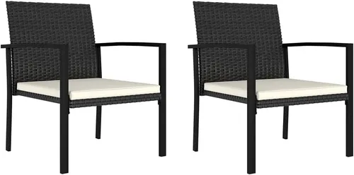 vidaXL Sillas de comedor modernas, 2 piezas, silla de comedor de ratán para patio con cojín, silla de comedor de mimbre al aire libre para jardín,