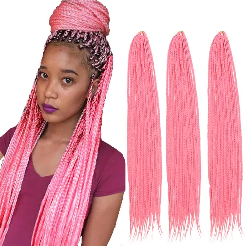 Miniatura 14 de Extensiones de cabello trenzado tipo box de 24 pulgadas, hechas a mano, para mujeres y niñas, extensiones de cabello trenzado, 24#, 3 paquetes, 22
