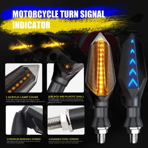 Miniatura 2 de Luces indicadoras universales de señal de giro para motocicleta, 2 unidades, flecha fluida roja, azul, DRL, luces de circulación diurna