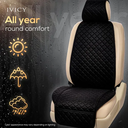 Miniatura 7 de IVICY Funda de asiento de automóvil de lino sintético para automóviles, duradera y antideslizante, fundas protectoras para asiento delantero de HYB