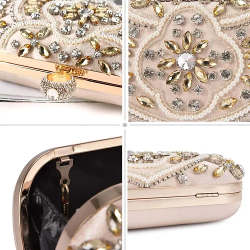 Miniatura 5 de UBORSE Bolsos de mano de cristal con cuentas para mujer, bolsos de noche formales con diamantes de imitación para boda, graduación, cóctel, fiesta