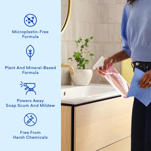 Miniatura 2 de BLUELAND Limpiador de baño, paquete de 4 recargas, aroma a menta de eucalipto, suministros de limpieza ecológicos, 4 x 24 onzas líquidas