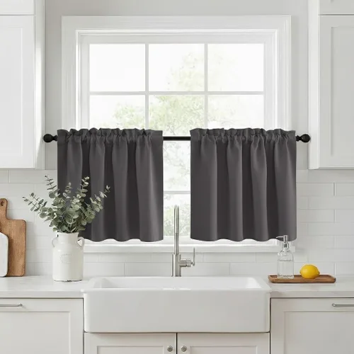 Miniatura 45 de NICETOWN Cenefas de Ventana Opacas con Aislamiento Térmico para Guardería - Paneles de Cortina con Bolsillo para Barra de Decoración del Hogar