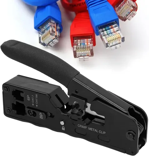 Miniatura 6 de Herramienta de crimpado Ethernet Crimpadora Pasa a través de Ethernet Crimper para RJ11 RJ12 Cat5 Cat6 Cat7