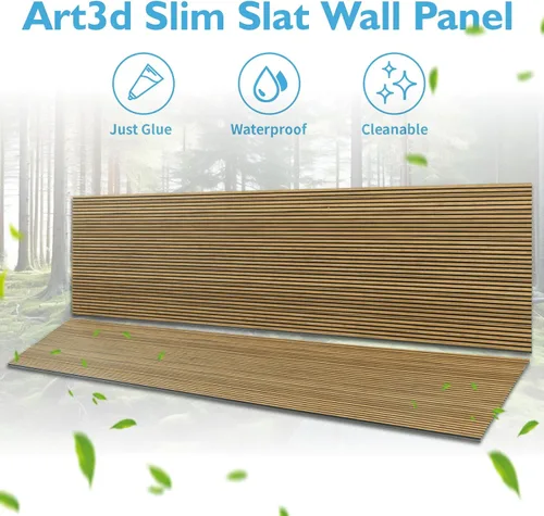 Miniatura 5 de Art3d Paquete de 4 Paneles de Zócalo de Barra Fina Adhesivos para Decoración de Paredes Interiores - Paneles de Pared de Listones Delgados de Fine