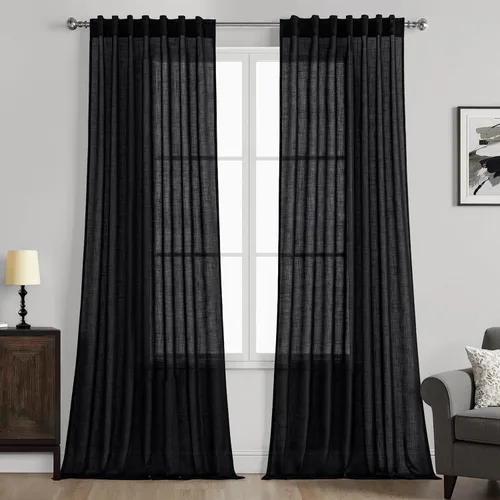 Miniatura 47 de MIULEE Cortinas de lino blanco de 108 pulgadas de largo para dormitorio, sala de estar, cortinas de ventana con textura de lino suave y grueso, Lino