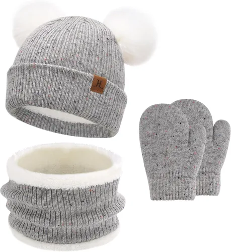 Toddler Kids Winter Hats Gloves Scarfs Beanie Mittens Neck Warmer for 0 6 12 Months 1 2 3 4-10 Year Old Baby Girls Boys Gifts