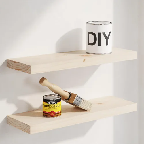 Miniatura 50 de Homeforia Estante flotante blanco de 48 pulgadas, estantes flotantes de madera maciza de alta gama de 48 pulgadas de largo para montaje en pared