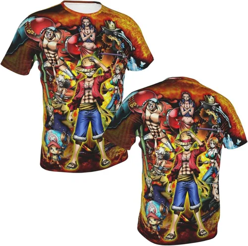Miniatura 5 de Caubvty Camiseta de manga corta con estampado 3D de Monkey Luffy de una pieza para hombre y mujer