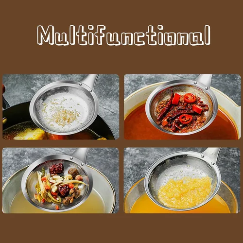 Miniatura 4 de Colador de acero inoxidable de malla fina, colador Pleteffect, cuchara de filtro de acero inoxidable, cuchara de desnatador de grasa mejorada