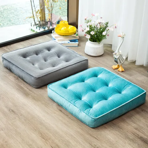 Miniatura 2 de 1 MIDDLE ONE Juego de 2 almohadas de suelo de espuma viscoelástica, cojines de suelo para adultos sentados, cojines de asiento cuadrados grandes