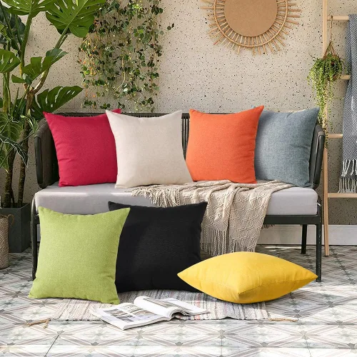 Miniatura 7 de OTOSTAR Paquete de 2 fundas de almohada impermeables para interiores y exteriores de 18 x 18 pulgadas, fundas de almohada decorativas para jardín