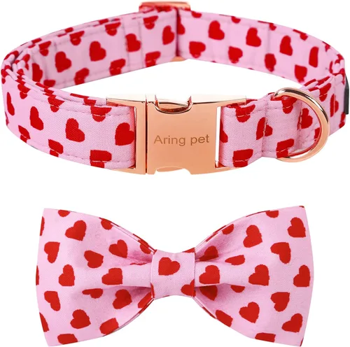 Miniatura 35 de ARING PET Collar de perro con corbatín, collares de terciopelo para perros con corbatín extraíble, collar de lazo ajustable para perros hembras