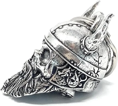 Miniatura 2 de Bravo Bells Viking Warrior Skull Bell - Accesorio de campana de motociclista o llavero para buena suerte en la carretera - Fabricado en los Estados